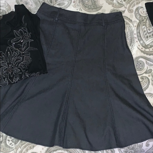 NWOT Larry Levine SPT Stretch Denim Skirt Wm Sz 12 - Picture 2 of 16